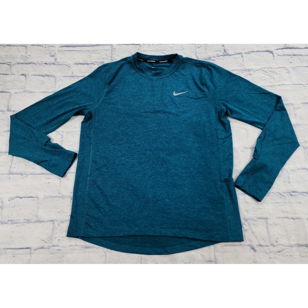 Nike Running Top WOMENS M Green Element Dri Fit Long Sleeve Thumb Hole Stretch